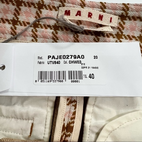 Marni NWT Natural Houndstooth Jacquard Kick-flare Pants Quiet Luxury Mocha Cream - Picture 6 of 15